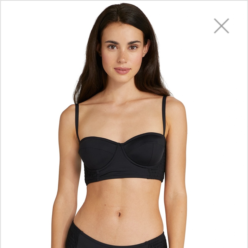 Kate Spade Smocked Underwire Bralette Bikini Top